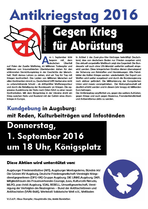 Flyer Antikriegstag 2016